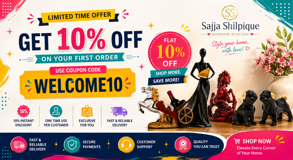10% OFF Welcome10 coupon offer – Sajja Shilpique