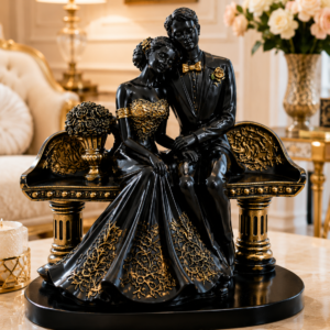 Black and Gold Romantic Couple Statue