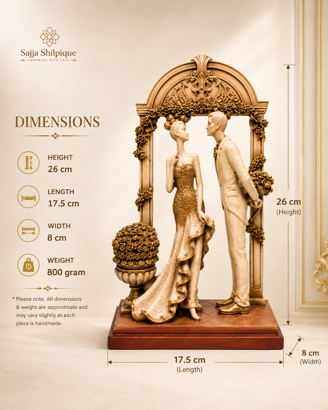 Propose Romantic Couple Under Arch Decorative Statue - Image 4