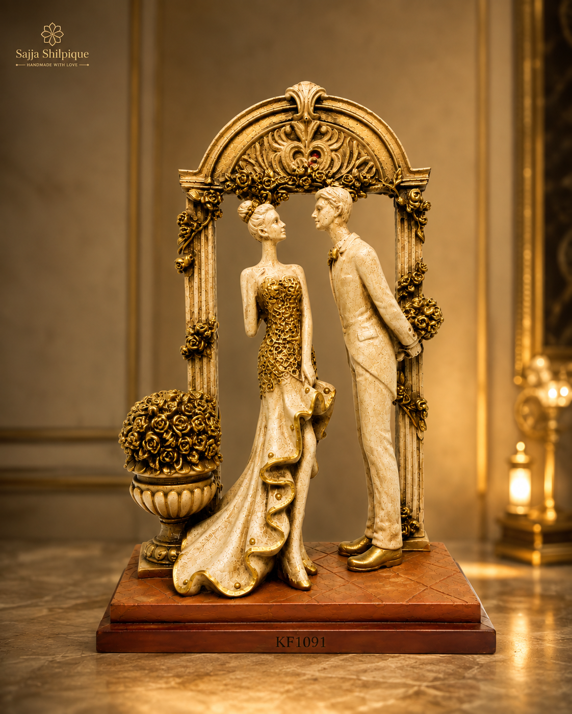 Propose Romantic Couple Under Arch Decorative Statue - Image 3