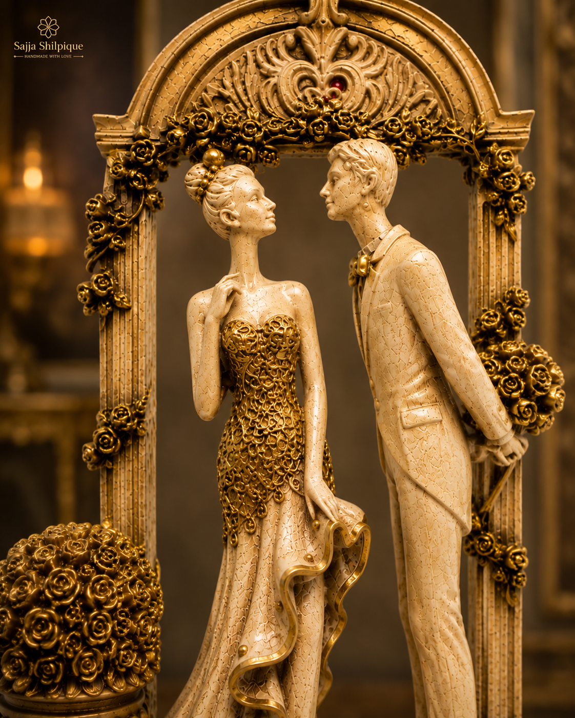 Propose Romantic Couple Under Arch Decorative Statue - Image 5