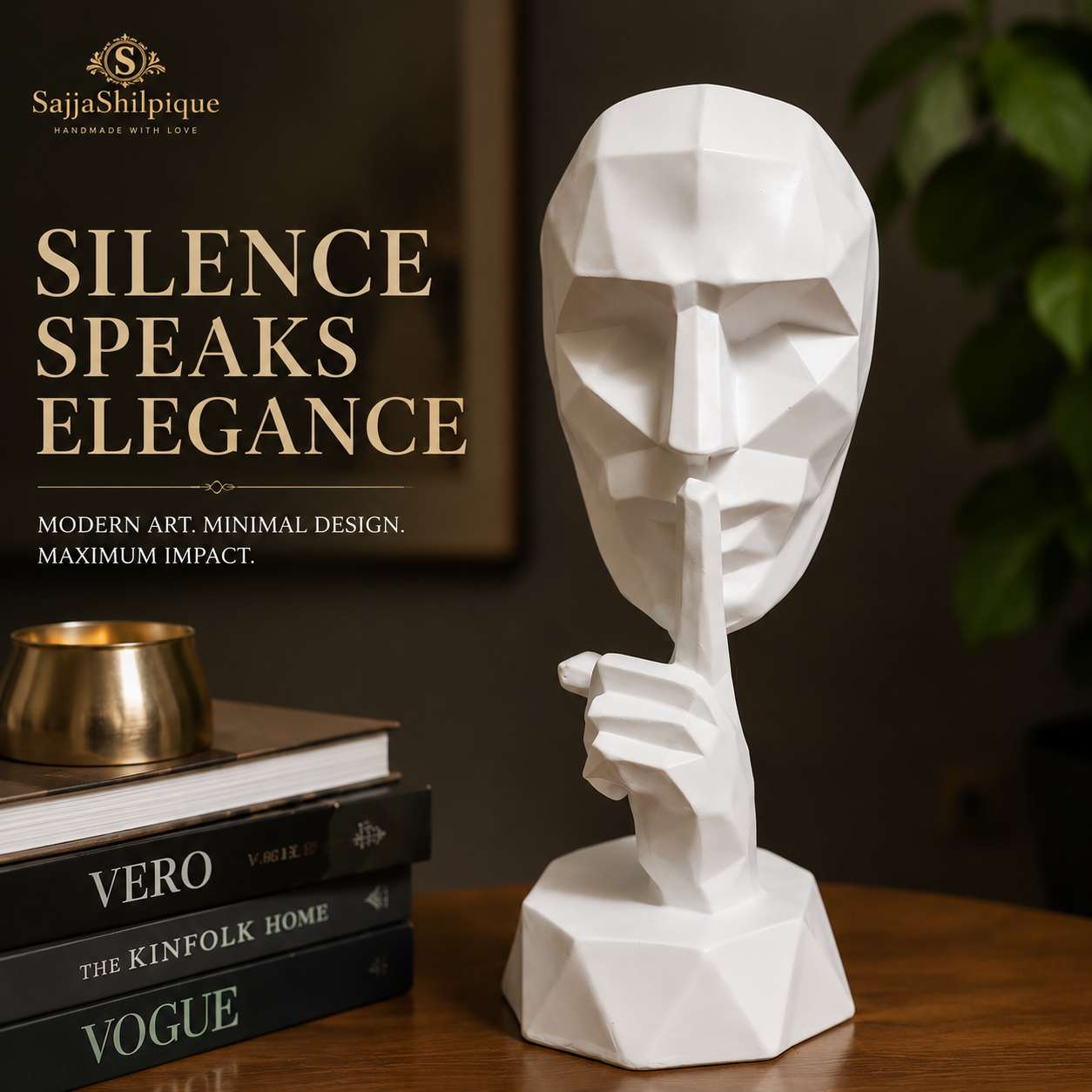 Shushing Face Sculpture Statue Decor - Image 6