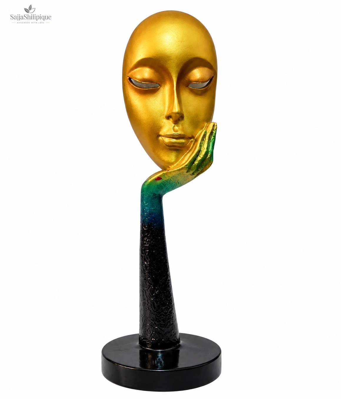 Golden Human Face Lady Sculpture Showpiece - Image 2
