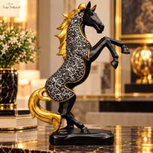Black gold horse showpiece by Sajja Shilpique